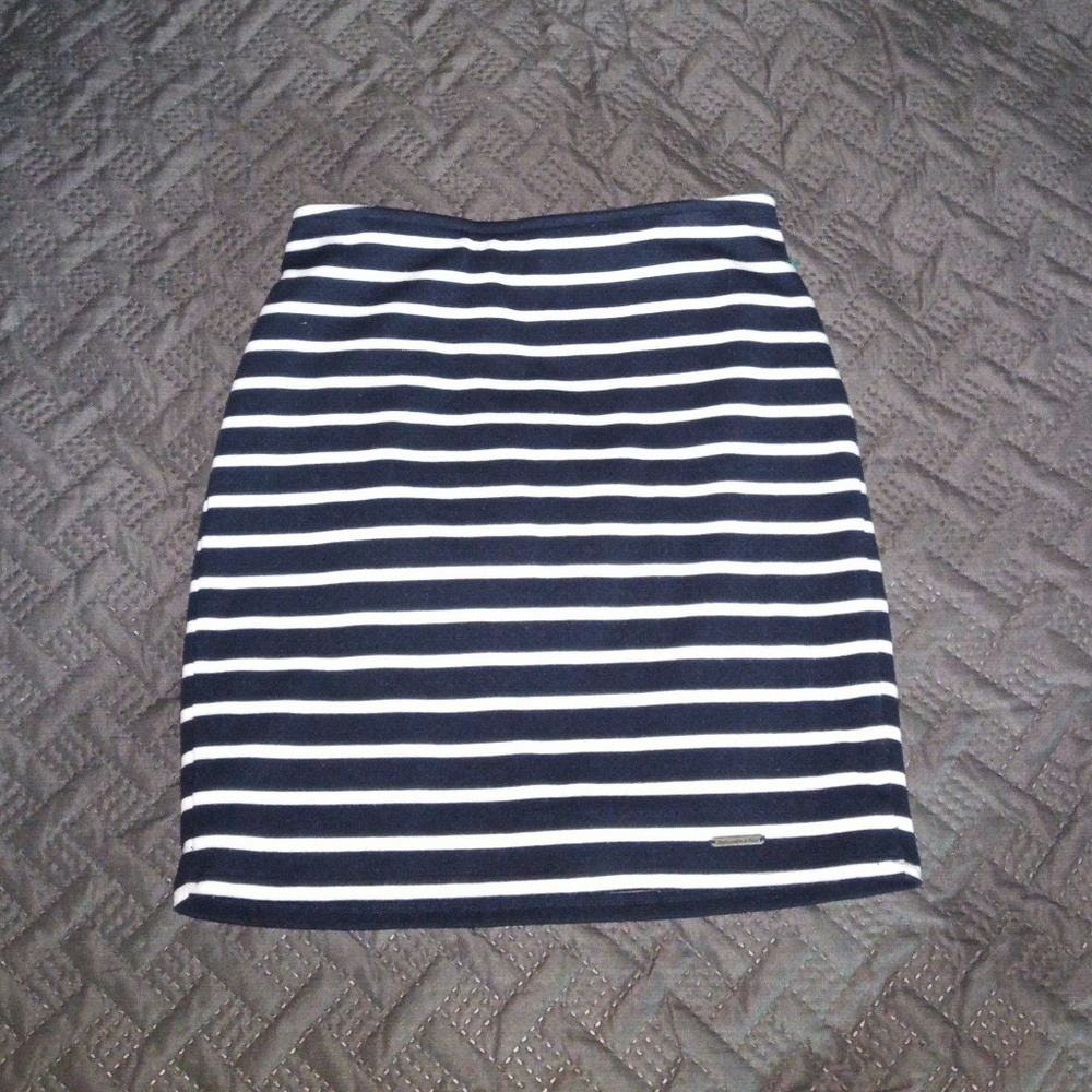 Striped Navy Blue Abercrombie Mid Skirt